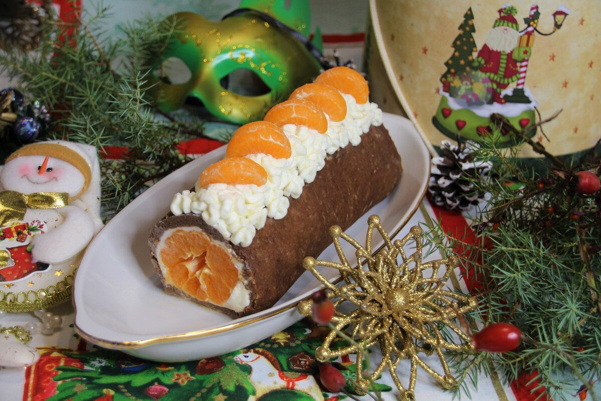 Готовим рулет «Мандаринка»: легкий десерт без выпечки за полчаса