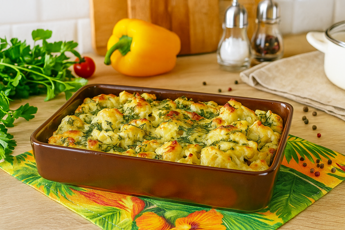 Пышная цветная капуста под сырной корочкой